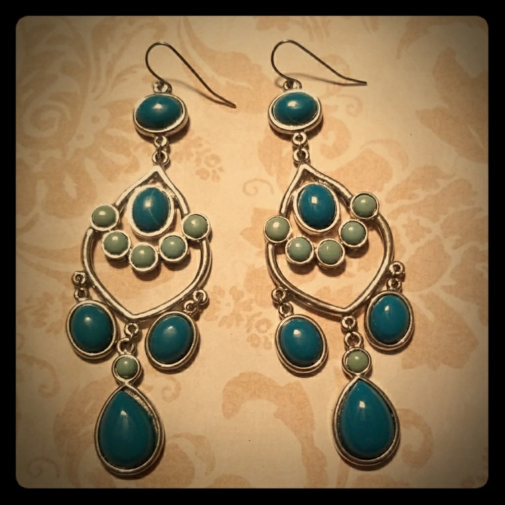 Teal drop earrings